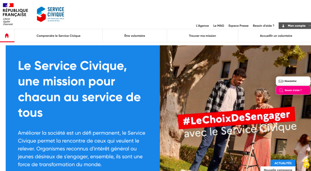 home page service civique