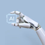 mano robotica con scritta AI